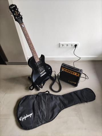 electrische gitaar van Epiphone met versterker en hoes beschikbaar voor biedingen