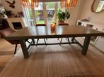 Robuuste eettafel groen/grijs te koop, Ophalen, Gebruikt, Overige materialen, 200 cm of meer