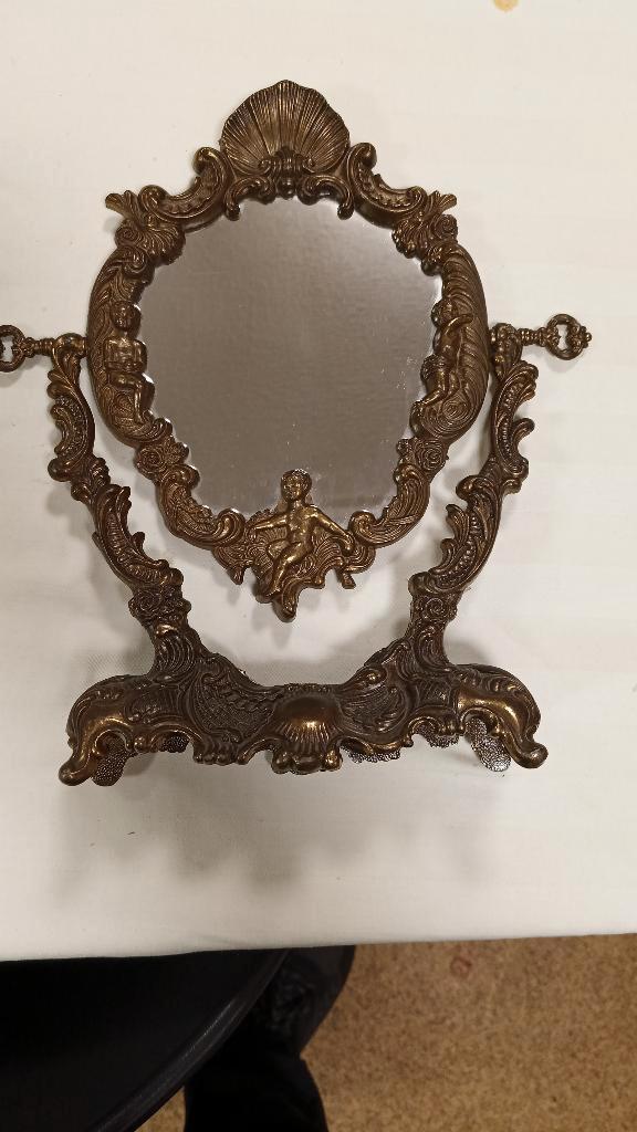Barok tafelscheerspiegel met putti, draaibaar, Huis en Inrichting, Woonaccessoires | Spiegels, Gebruikt, Minder dan 50 cm, Minder dan 100 cm