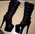 High boots Pleaser maat 38 met gespen, Kleding | Dames, Schoenen, Ophalen of Verzenden, Zo goed als nieuw, Zwart