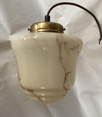 Art Deco 1930’s Hang plafond lamp gemarmerd opaal glas,mooi! beschikbaar voor biedingen