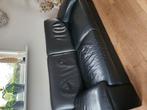 Zwarte 3-zits leren bank, Huis en Inrichting, Ophalen, 250 tot 300 cm, Gebruikt, Driepersoons