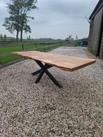 Industriële boomstamtafel, Huis en Inrichting, Tafels | Eettafels, Ophalen, 50 tot 100 cm, Vijf personen of meer, Metaal