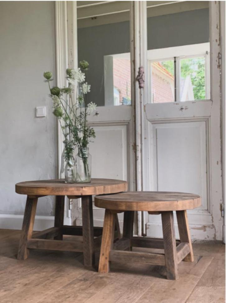 Ronde SALONTAFELS * oud,sober * tafel * Huisje Sfeer, Huis en Inrichting, Tafels | Salontafels, Nieuw, Minder dan 50 cm, 50 tot 100 cm