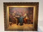 Olieverfschilderij: Kaartspelende Mannen, Antiek en Kunst, Ophalen