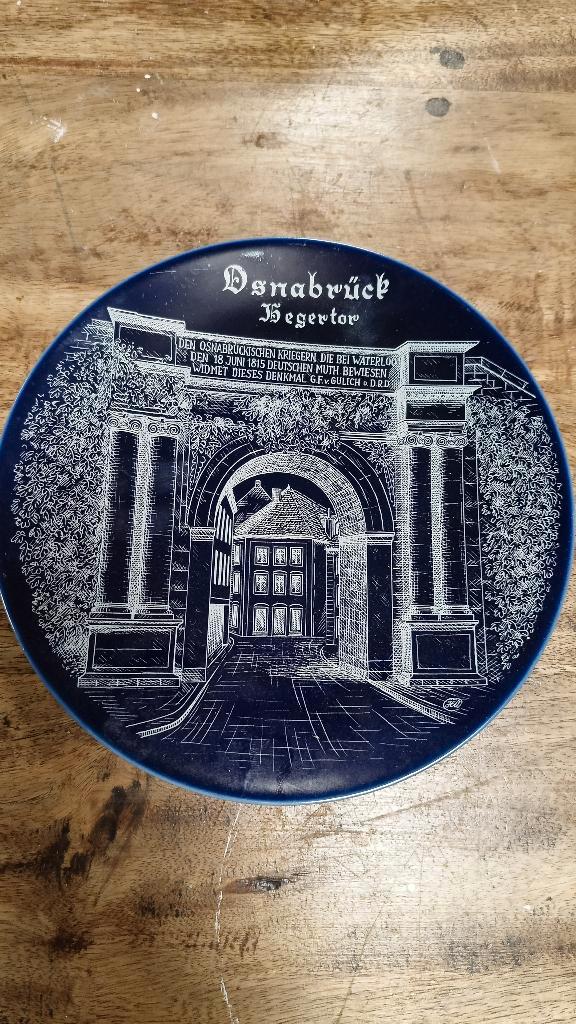 Blauw porseleinen sierbord Osnabrück Hegertor (Waterloo), Antiek en Kunst, Antiek | Wandborden en Tegels, Ophalen of Verzenden