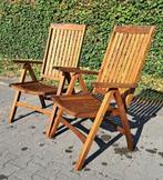 2 Allure teakhouten standenstoelen rvs beslag, inklapbaar, Ophalen, Gebruikt, Teakhout, Verstelbaar