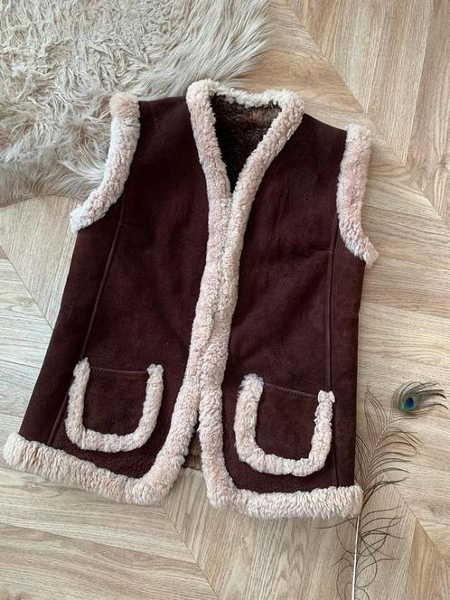 Vintage Afghaanse waistcoat M L bohemian gevoerd gilet, Kleding | Dames, Bodywarmers, Zo goed als nieuw, Maat 38/40 (M), Bruin