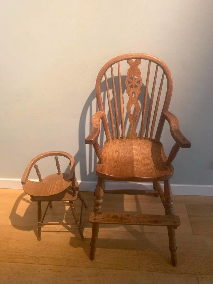 Houten moeder en kind kinderstoelen, Kinderen en Baby's, Kinderstoelen, Gebruikt, Meegroeistoel, Ophalen
