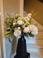 Kunstboeket zijde bloemen wit groen mooi vol boeket, Ophalen of Verzenden, Nieuw, Binnen