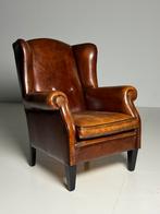 Schapenleren Clubfauteuil Wingback klassiek, Huis en Inrichting, Fauteuils, Ophalen, Gebruikt