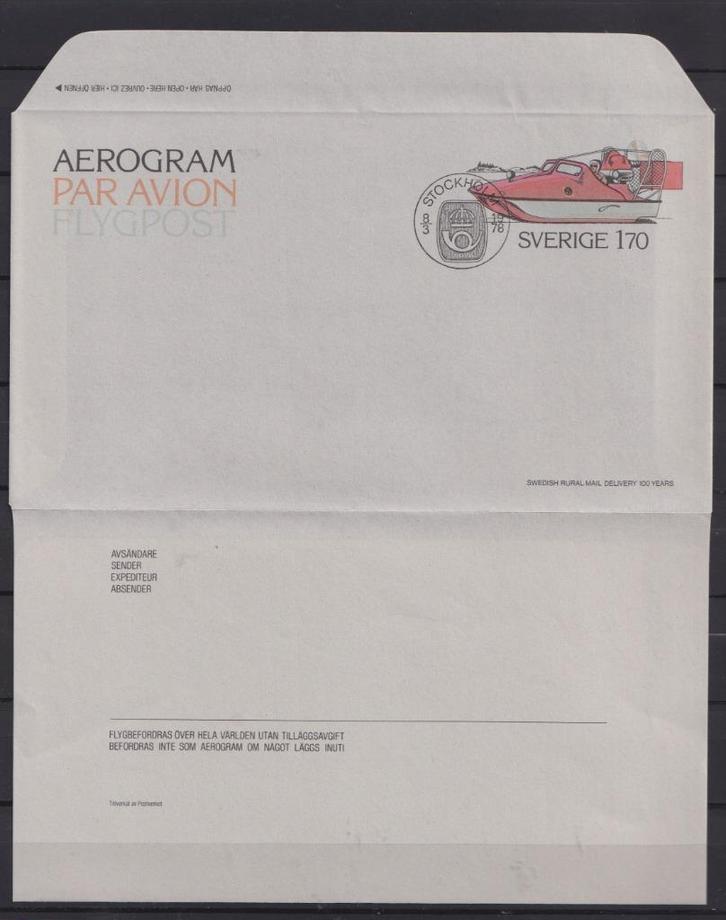Zweden 1978 Luchtpostbrief Speedboot propeller, Postzegels en Munten, Brieven en Enveloppen | Buitenland, Brief, Ophalen of Verzenden