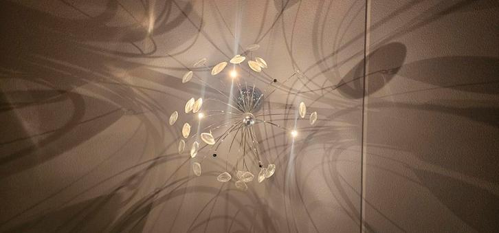 GRATIS ..2x Moderne Plafondlamp met Glazen Druppels, Huis en Inrichting, Lampen | Plafondlampen, Gebruikt, Glas, Metaal, Ophalen of Verzenden