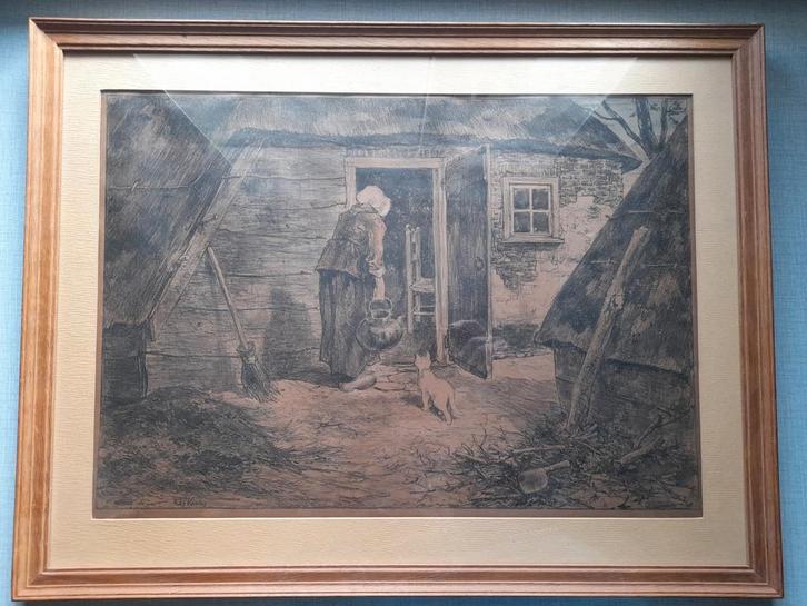 Huisje bij Nunspeet van Edzard Koning, Antiek en Kunst, Kunst | Schilderijen | Klassiek, Ophalen