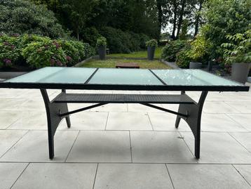 Buitentafel rotan & glas (190 x 90 x 74) beschikbaar voor biedingen
