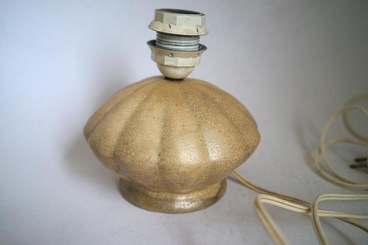 antiek keramiek lampvoet tafellamp meloen plateel rib., Huis en Inrichting, Lampen | Tafellampen, Gebruikt, Minder dan 50 cm, Kunststof