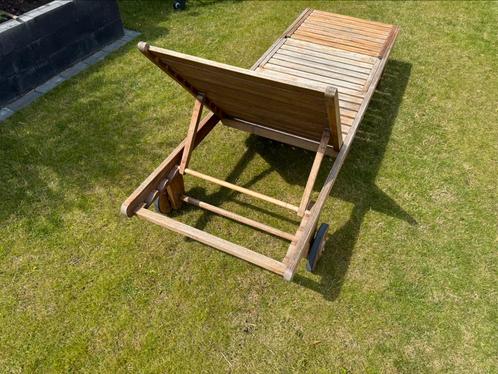 Teakhouten ligbed, Tuin en Terras, Ligbedden, Gebruikt, Ophalen