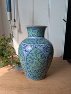 Grote vintage Japanse Vaas  Mid Century Groen & Blauw, Ophalen of Verzenden