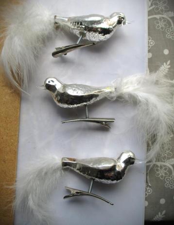 Kerstvogeltje~Zilver kleur van glas~glazen snavel~Kerst bal beschikbaar voor biedingen