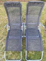 Ligstoelen grijs met kussens grijs, Ophalen, Gebruikt, Metaal, Inklapbaar