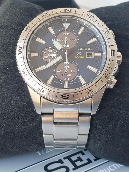 Seiko Prospex Solar Chronograph, Sieraden, Tassen en Uiterlijk, Horloges | Heren, Zo goed als nieuw, Polshorloge, Seiko, Staal