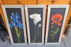3 prachtige olieverf op linnen schilderijen in houten lijst, Minder dan 50 cm, Oorspronkelijke maker, Ophalen of Verzenden, Zo goed als nieuw