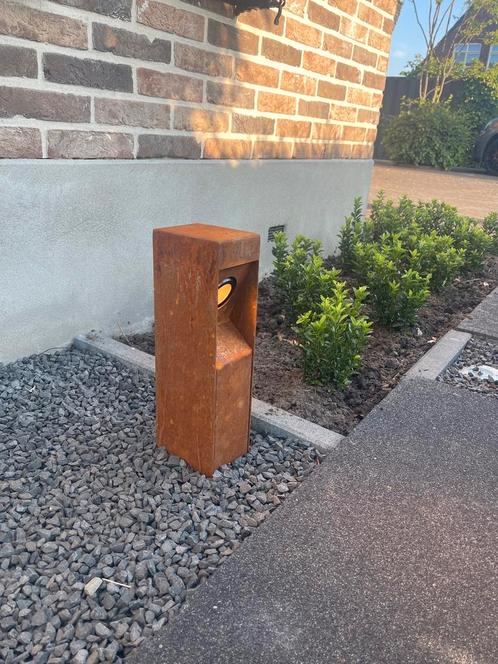 Tuinverlichting looppad oprit 35cm hoog cortenstaal roest, Tuin en Terras, Buitenverlichting, Nieuw, Staande lamp, 50 tot 250 watt