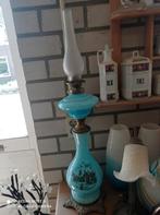 Antieke Blauwe Staande Olielamp, Antiek en Kunst, Ophalen of Verzenden