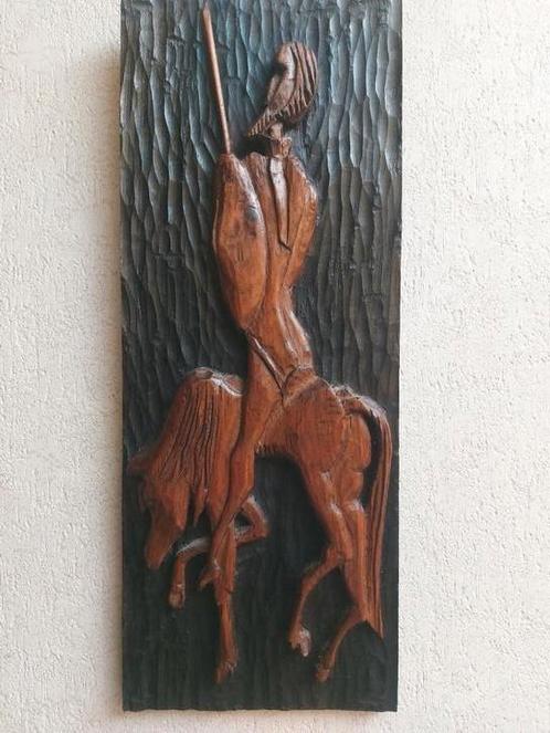 Handgemaakt houten kunstwerk wanddecoratie Don Quichote, Huis en Inrichting, Woonaccessoires | Wanddecoraties, Zo goed als nieuw