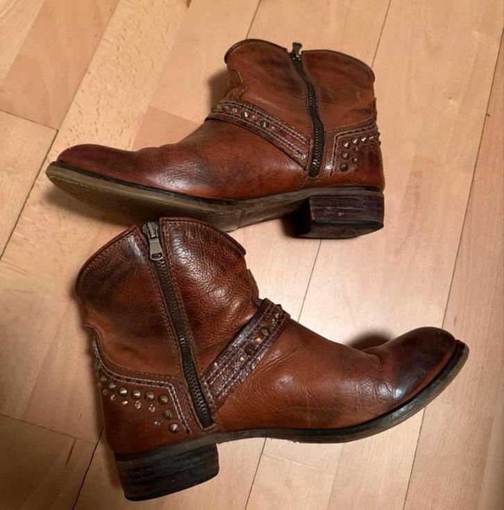 Cignac kleurige stoere leren laarsjes maat 40, Kleding | Dames, Schoenen, Gedragen, Lage of Enkellaarzen, Bruin, Ophalen of Verzenden