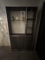 Wandkast met gehardglazen drankplank, Huis en Inrichting, Kasten | Wandmeubels, Ophalen, Met deur(en), Zo goed als nieuw, Minder dan 150 cm