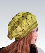 Baret nr. 31 bosgroen en pistache, Maat 38/40 (M), Verzenden, Nieuw, Handgemaakt