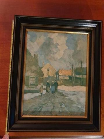 Prent van Louis W van Soest, straatleven, mooi lijst beschikbaar voor biedingen