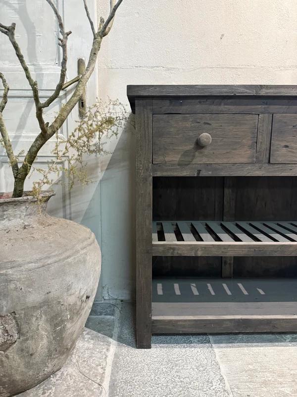 Halkast Grachtenpand met 2 lades en rack - 86x37/40x88, Huis en Inrichting, Kasten | Dressoirs, Zo goed als nieuw, 50 tot 100 cm