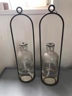 2 prachtige olielampen van gietijzer en glas, Huis en Inrichting, Woonaccessoires | Kandelaars en Kaarsen, Ophalen of Verzenden