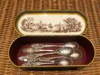 vintage lepeldoosje met 6 zilveren theelepels, Ophalen of Verzenden