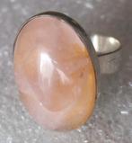 Antiek groot rozenkwarts zilver ring mooie steen maat 19, Ophalen, 18 tot 19, Zo goed als nieuw, Roze