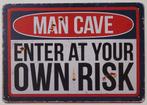 Man Cave enter at your own risk reclamebord van metaal deco