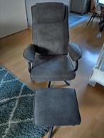 Relaxfauteuil Vincent incl. hocker - Stof Preston *antraciet, Ophalen, 75 tot 100 cm, Zo goed als nieuw, Metaal