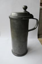Antieke tinnen bierpul met deksel (gegraveerd, 1851), Antiek en Kunst, Antiek | Keramiek en Aardewerk, Ophalen of Verzenden