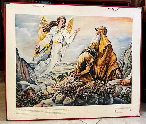 Oude schoolplaat nr.11: Abraham en Isaac, Antiek en Kunst, Antiek | Schoolplaten, Ophalen