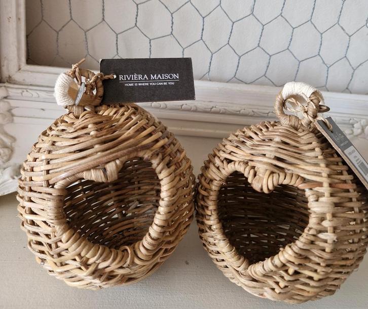 Riviera Maison rustic rattan kerstballen set., Diversen, Kerst, Ophalen of Verzenden