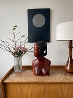 Vintage Houten buste van Afrikaanse vrouw, Ophalen of Verzenden