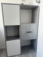 Nieuwe grijs-witte boekenkast, Huis en Inrichting, Kasten | Boekenkasten, Ophalen, 200 cm of meer, Nieuw, 200 cm of meer