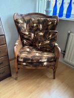 Vintage (jaren ‘80) rotan wingchair met koeienprint kussen, Huis en Inrichting, Fauteuils, Ophalen, Gebruikt, 75 tot 100 cm, Vintage (jaren '80)