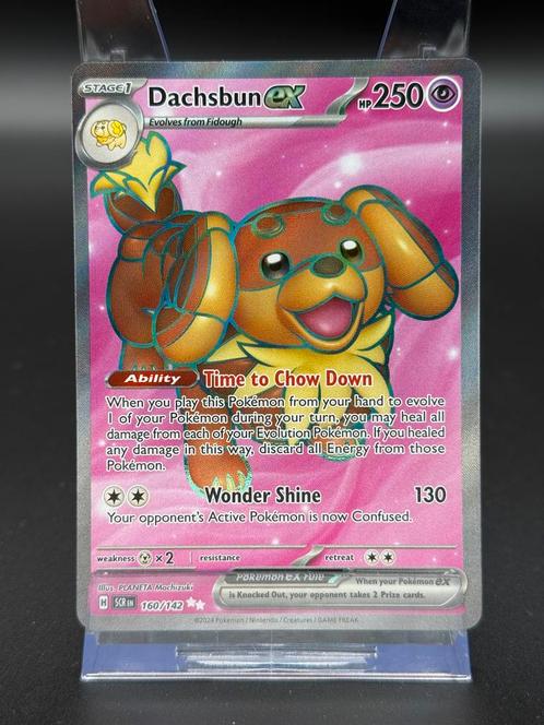 Dachsbun EX - Pokémon Scarlet Violet - #160/142 SCR, Hobby en Vrije tijd, Verzamelkaartspellen | Pokémon, Zo goed als nieuw, Losse kaart