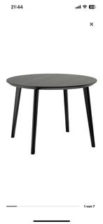 LISABO zwarte/essenfineer eettafel Ikea, Ophalen, Zo goed als nieuw, Rond, 50 tot 100 cm