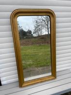 Grote spiegel met goudkleurige houten sierlijst, Antiek en Kunst, Minder dan 100 cm, Rechthoekig, Ophalen