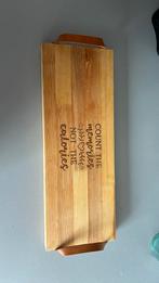 Houten snijplank met leren handvaten - borrelplank, Huis en Inrichting, Ophalen of Verzenden, Zo goed als nieuw