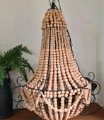 Kroonluchter naturel houten kralen, Ophalen of Verzenden, Nieuw, Hout, 50 tot 75 cm